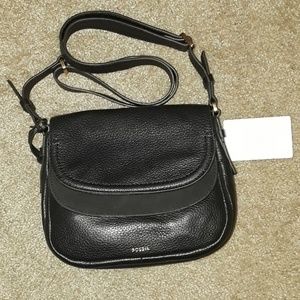 Fossil Black Leather Crossbody Bag